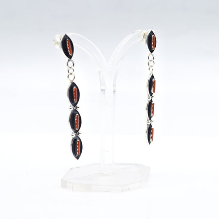 Zuni Coral earrings in 925 Silver