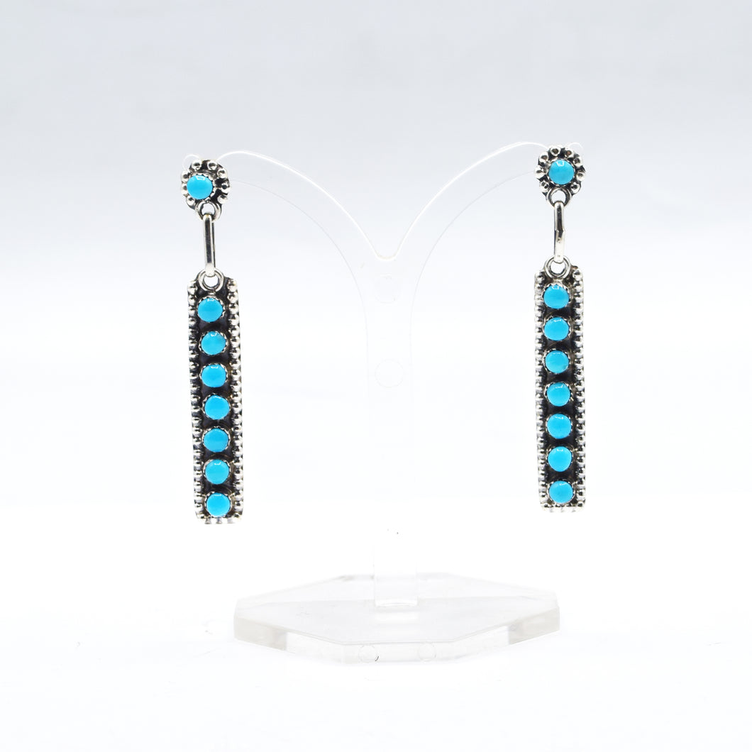 Zuni Turquoise multi stone earrings in 925 Silver