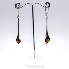 Load image into Gallery viewer, Amber Drop Crystal Earrings Inlay 925 Silver
