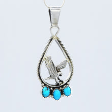 Load image into Gallery viewer, Navajo, 925 Silver Turquoise Multi stone Eagle Pendant
