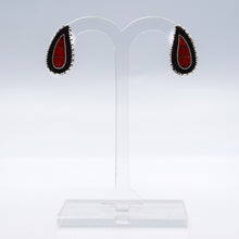 Load image into Gallery viewer, Zuni, 925 Silver Channeled Inlay Coral Earrings
