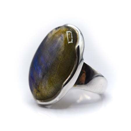 Labradorite Oval Ring 925 Silver