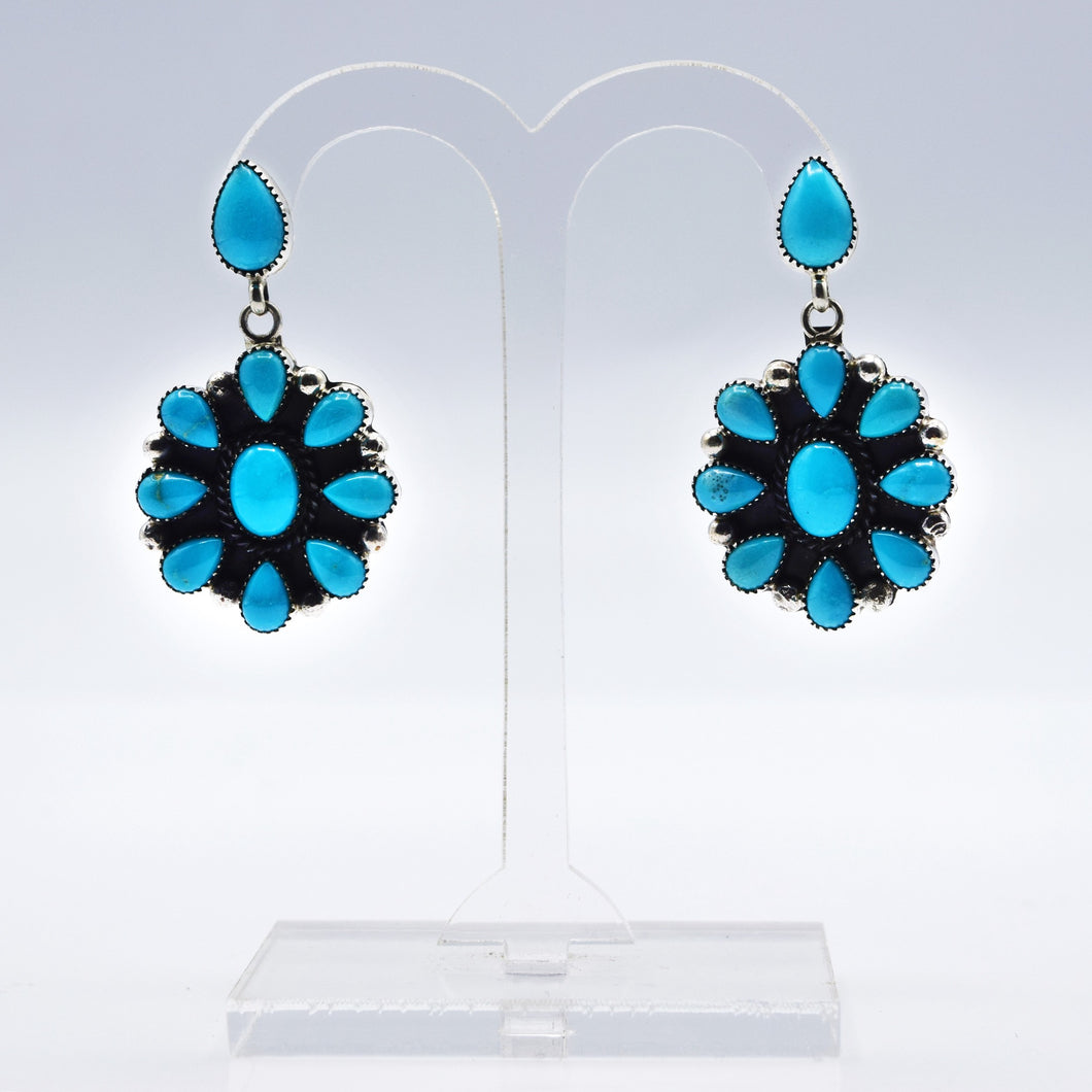 Navajo, 925 Silver Turquoise Multi Stone Earrings