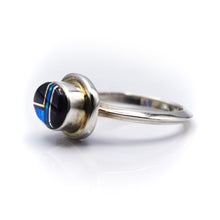 Load image into Gallery viewer, Zuni, 925 Silver Mosaic Stone Sythesised Opal and Onyx Ring
