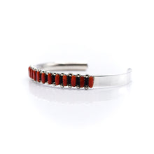 Load image into Gallery viewer, Zuni coral cluster Inlay 925 Silver bracelet
