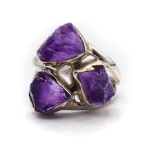 Load image into Gallery viewer, Amethyst Trio Ring 925 Silver
