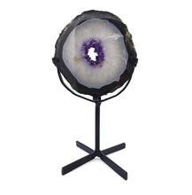 Load image into Gallery viewer, Amethyst Druzy Agate on stand
