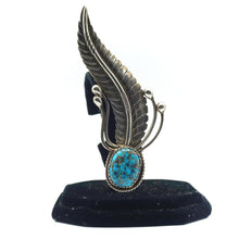 Load image into Gallery viewer, Navajo Silver Feather Pin with Turquoise
