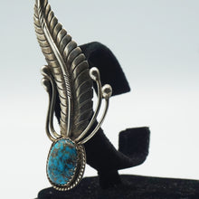 Load image into Gallery viewer, Navajo Silver Feather Pin with Turquoise
