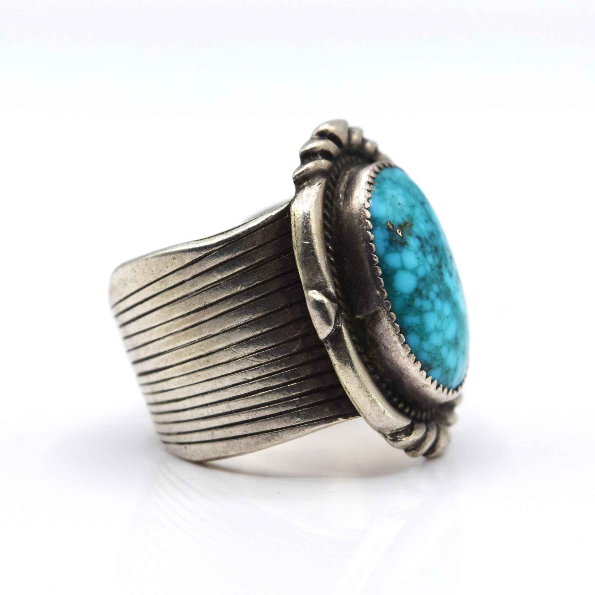 925 Silver and Turquoise Ring outlet - Navajo inspired with Modern - 10