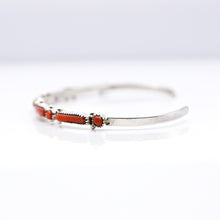 Load image into Gallery viewer, Navajo Coral Overlay 925 Silver bracelet
