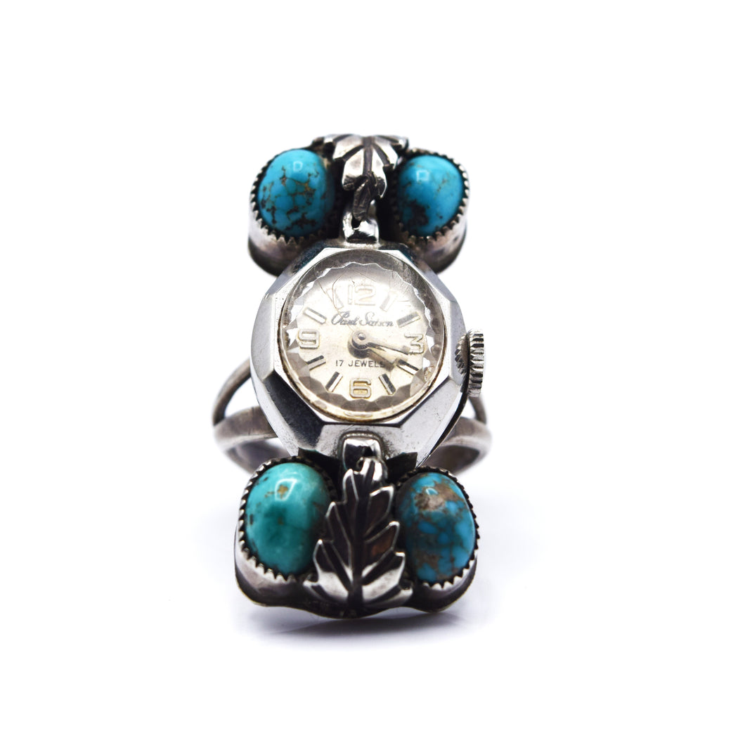 Navajo Turquoise Clock Ring