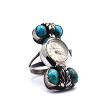 Load image into Gallery viewer, Navajo Turquoise Clock Ring

