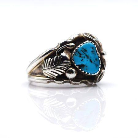 Navajo, 925 Silver Turquoise and Coral Ring