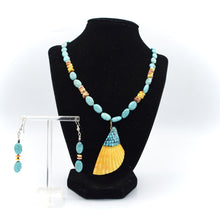 Load image into Gallery viewer, Navajo Turquoise and Shell Jewellery Set ( Necklace and Earrings)
