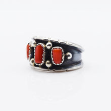 Load image into Gallery viewer, Navajo Multi-stone Coral Ring in Sterling Silver
