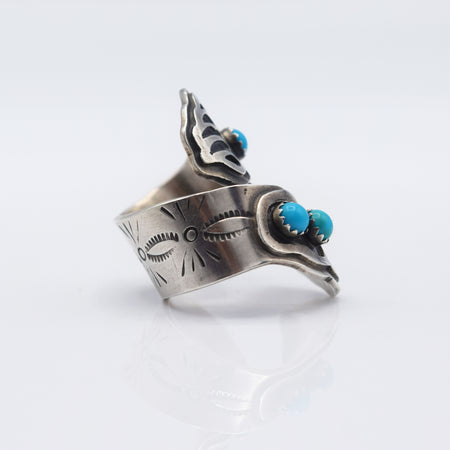 Navajo Multi-stone Bear Claw ring with Turquoise in 925 Silver