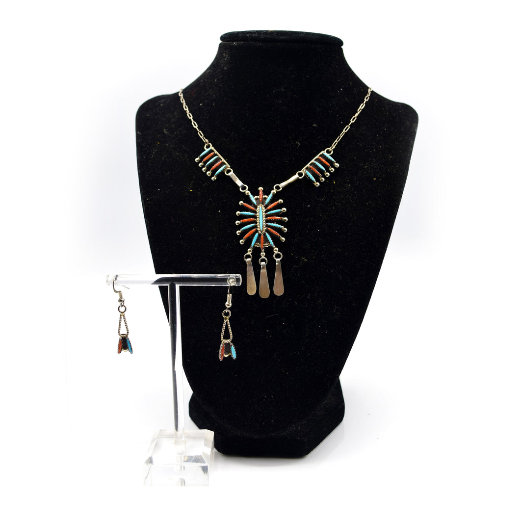 Zuni, Turquoise and Coral Set