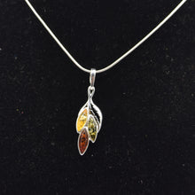 Load image into Gallery viewer, Amber Trio Leaf Pendant 925 Silver
