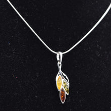 Load image into Gallery viewer, Amber Trio Leaf Pendant 925 Silver
