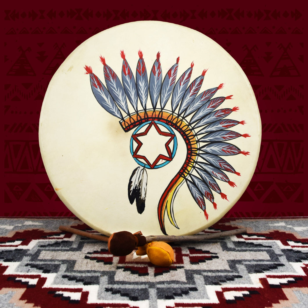 Hoop Drum birthed in the Taos Pueblo, War Bollnet (Large)