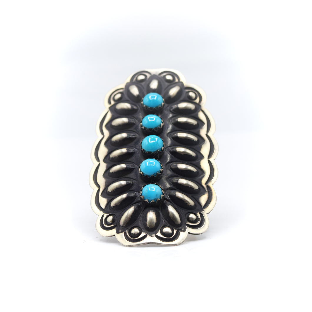 Navajo Turquoise Multistone Ring in sterling Silver