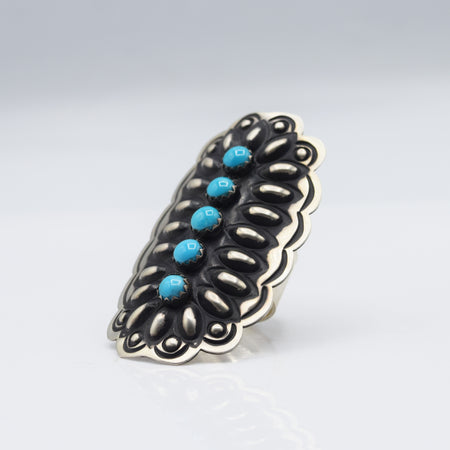 Navajo Turquoise Multistone Ring in sterling Silver