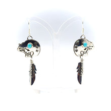 Load image into Gallery viewer, Navajo Turquoise Bear earrings in sterling silver
