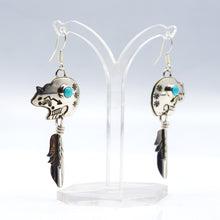 Load image into Gallery viewer, Navajo Turquoise Bear earrings in sterling silver
