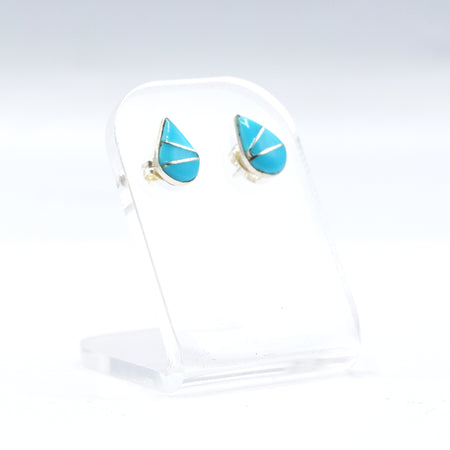 Zuni turquoise drop earrings in sterling silver