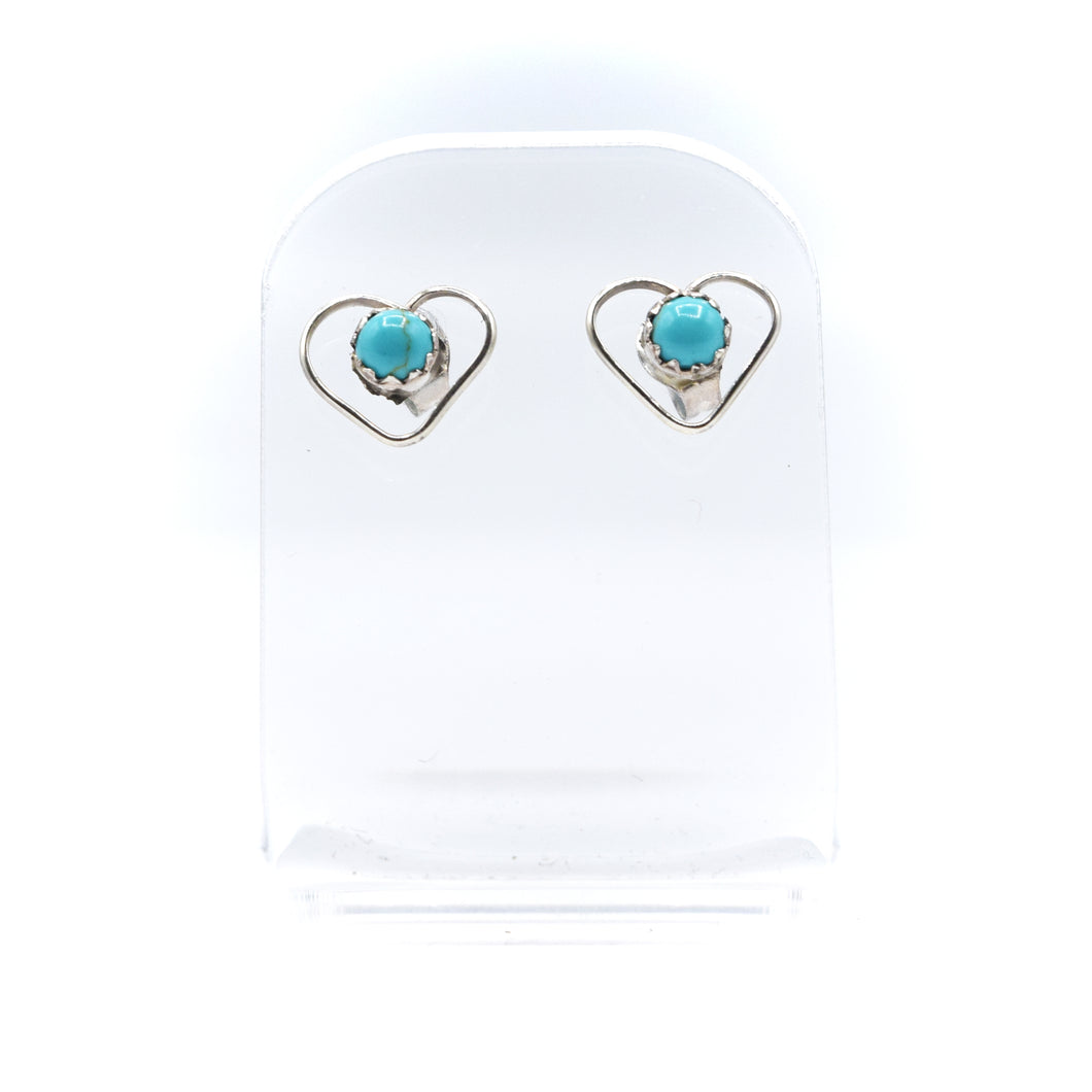 Zuni Turquoise heart earrings in sterling silver