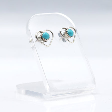 Zuni Turquoise heart earrings in sterling silver