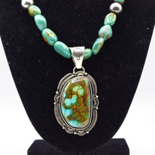 Load image into Gallery viewer, Navajo Green Turquoise Necklace in Sterling Silver
