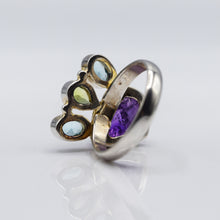 Load image into Gallery viewer, Amethyst, Peridot and Topaz Ring in 925 Silver
