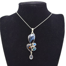 Load image into Gallery viewer, Pietersite, Topaz and Labradorite Pendant 925 Silver
