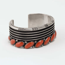 Load image into Gallery viewer, Navajo 925 Silver Multi Stone Coral Bracelet
