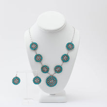 Load image into Gallery viewer, Zuni 925 Silver and Turquoise Petit Point Jewellery Set

